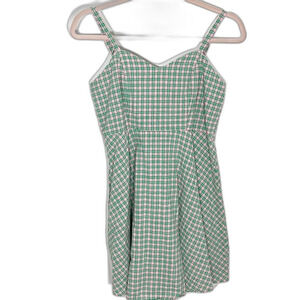 Arizona Jean Co Pink Green Gingham Sun Dress Size Medium